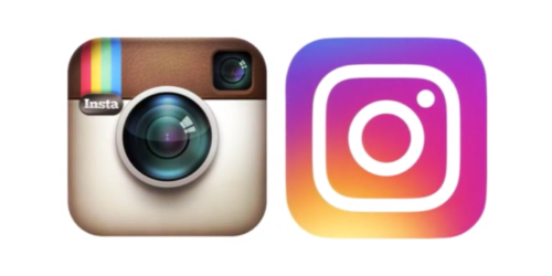 Instagramin uusi ja vanha logo vierekkäin
